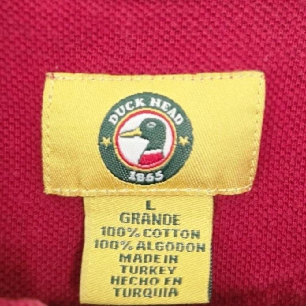 Men’s Vintage DuckHead Striped 90’s Short Sleeve Polo Shirt Red Large - Picture 3 of 7